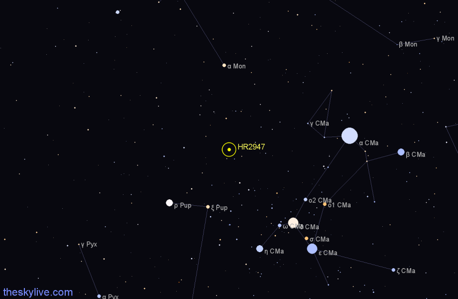 Finder chart HR2947 star