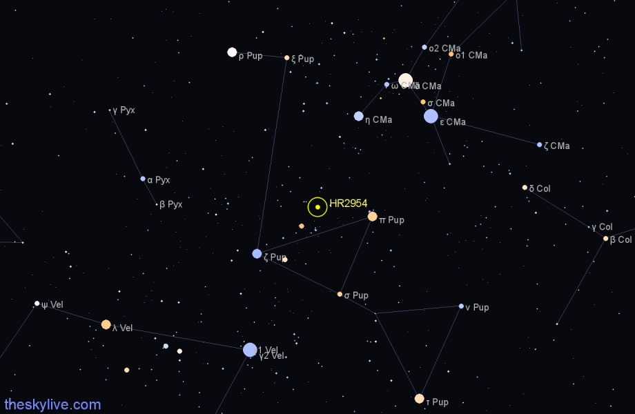 Finder chart HR2954 star
