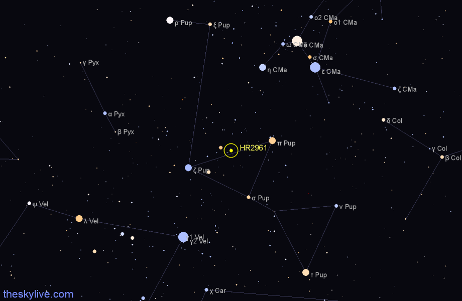 Finder chart HR2961 star
