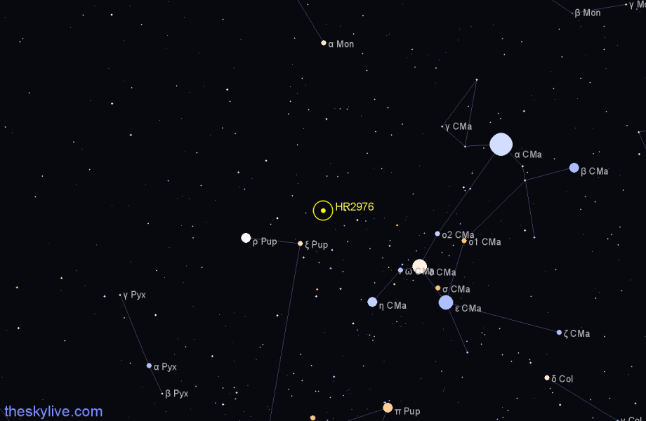 Finder chart HR2976 star