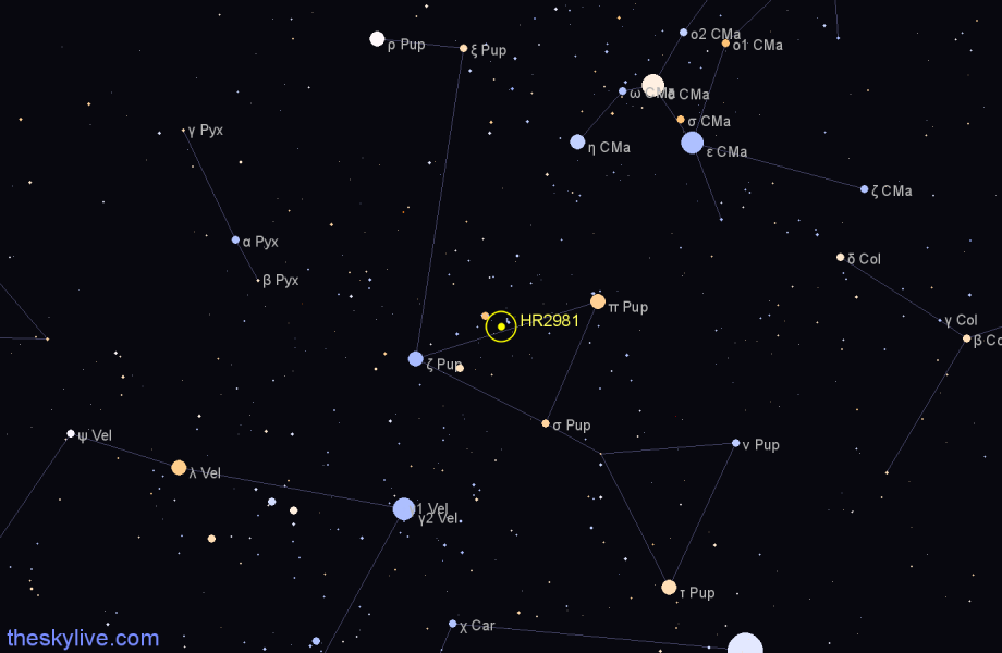Finder chart HR2981 star
