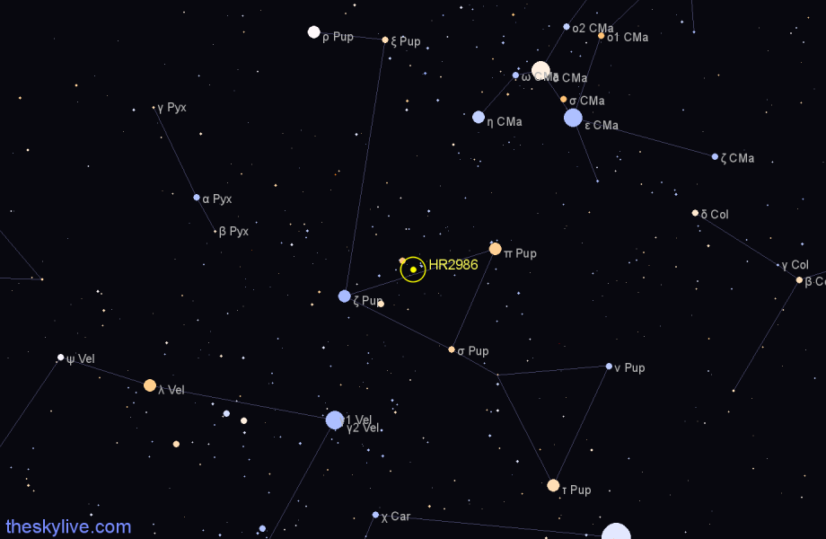 Finder chart HR2986 star
