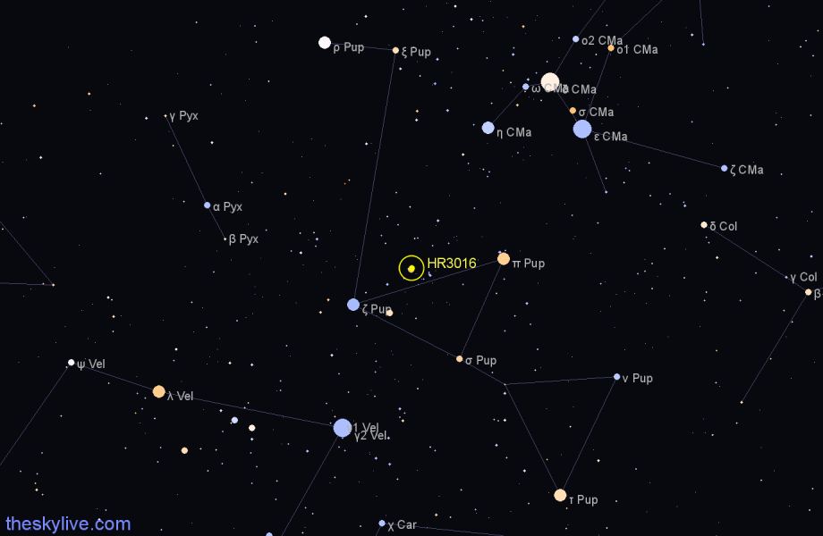 Finder chart HR3016 star