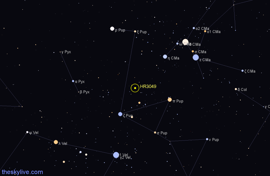 Finder chart HR3049 star