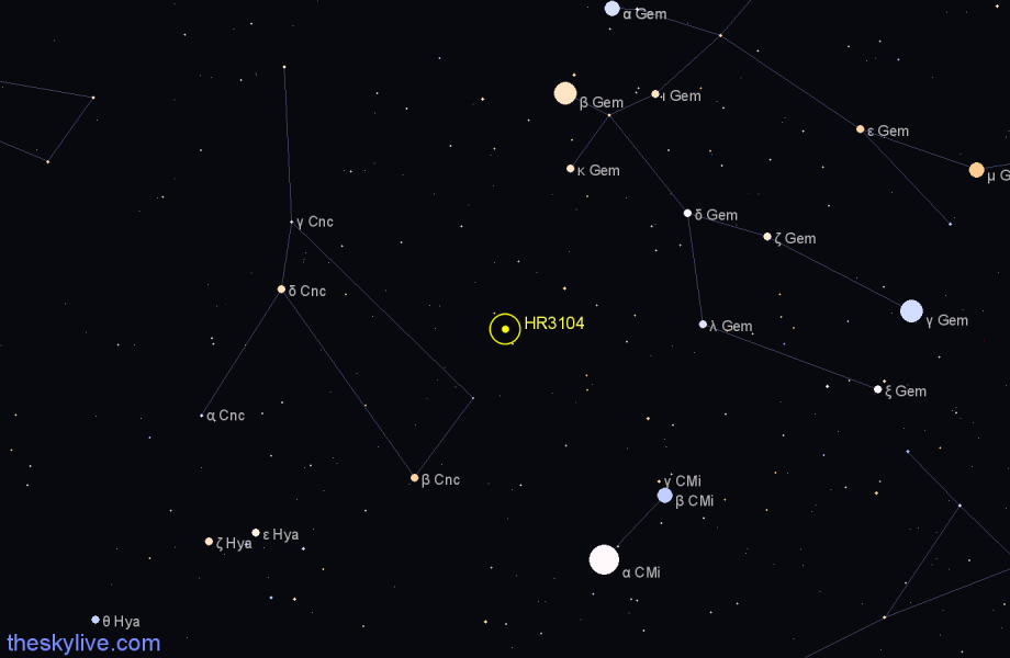 Finder chart HR3104 star