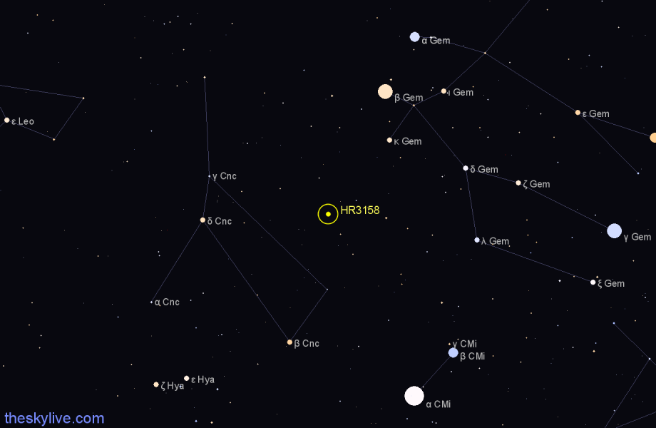Finder chart HR3158 star