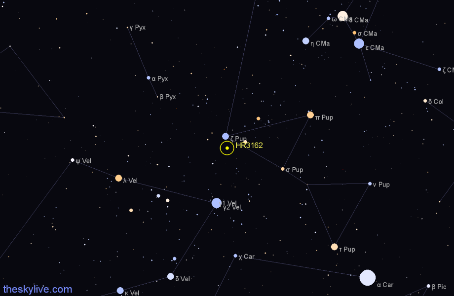 Finder chart HR3162 star