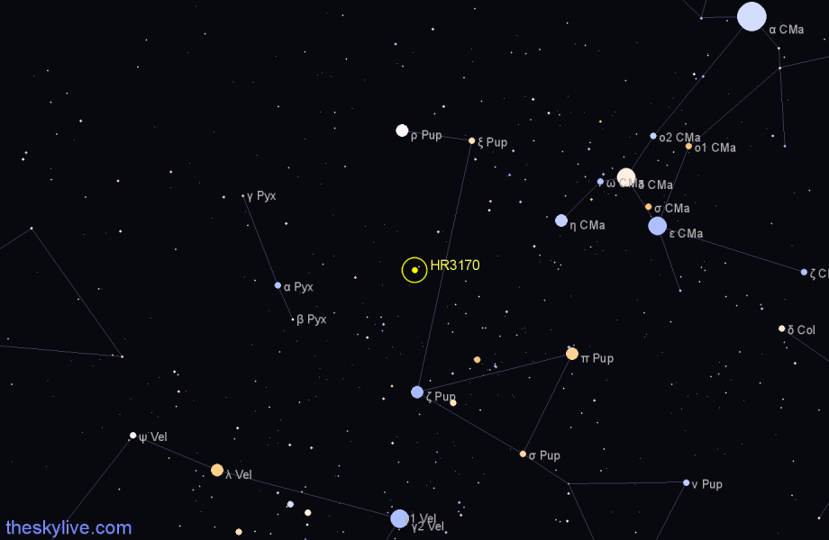 Finder chart HR3170 star