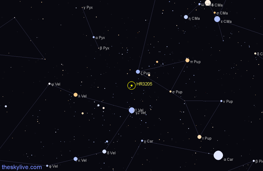 Finder chart HR3205 star