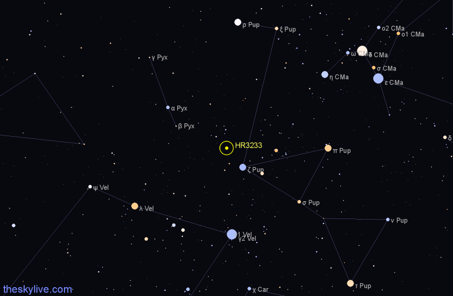 Finder chart HR3233 star