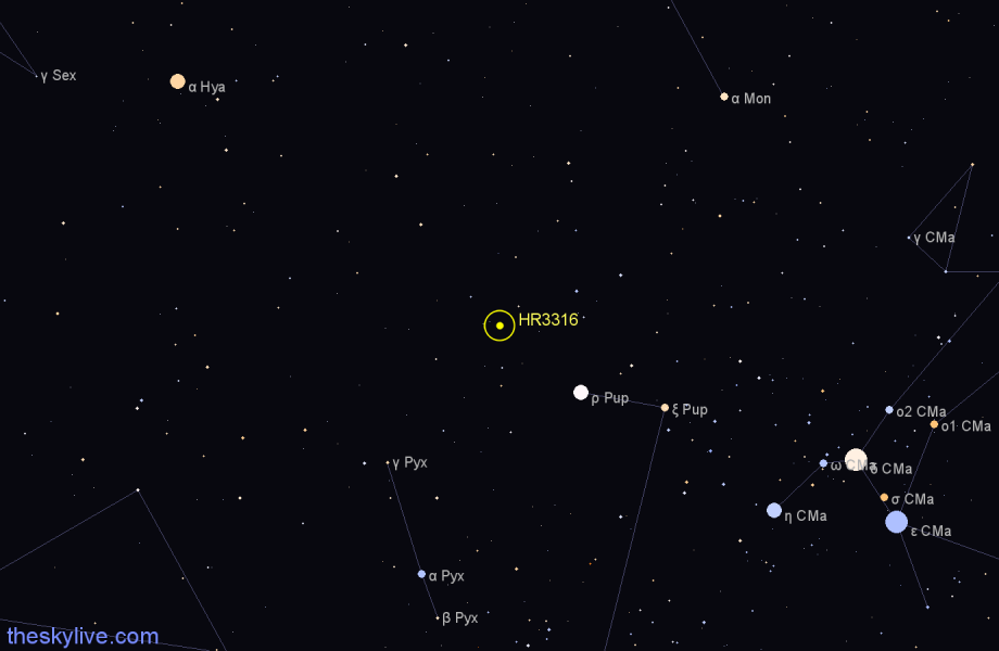 Finder chart HR3316 star