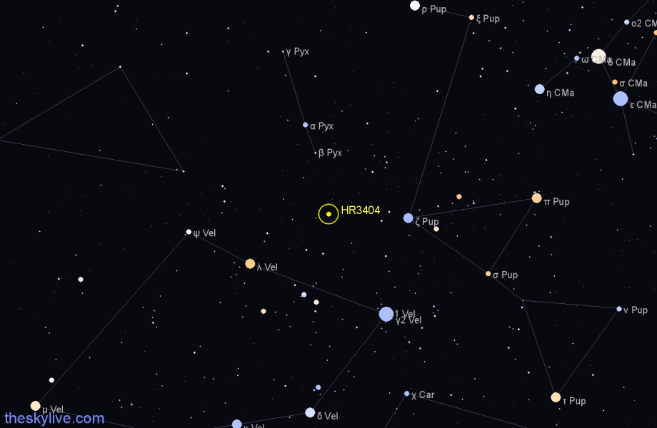 Finder chart HR3404 star