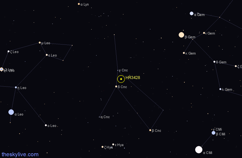 Finder chart HR3428 star