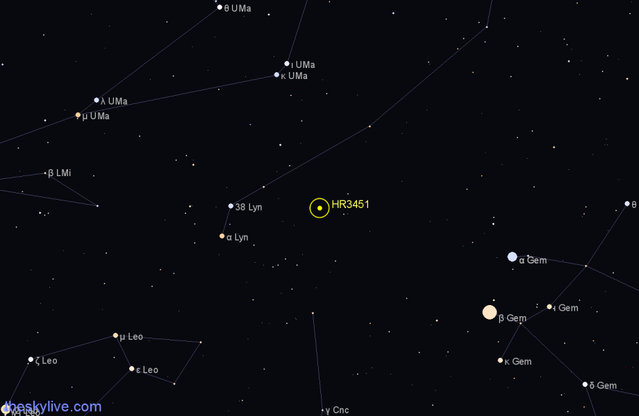 Finder chart HR3451 star