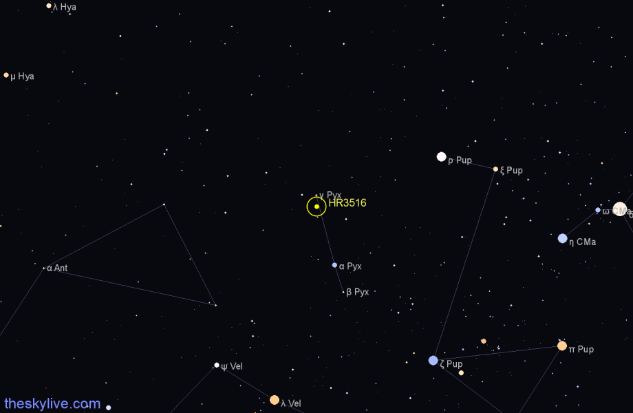 Finder chart HR3516 star