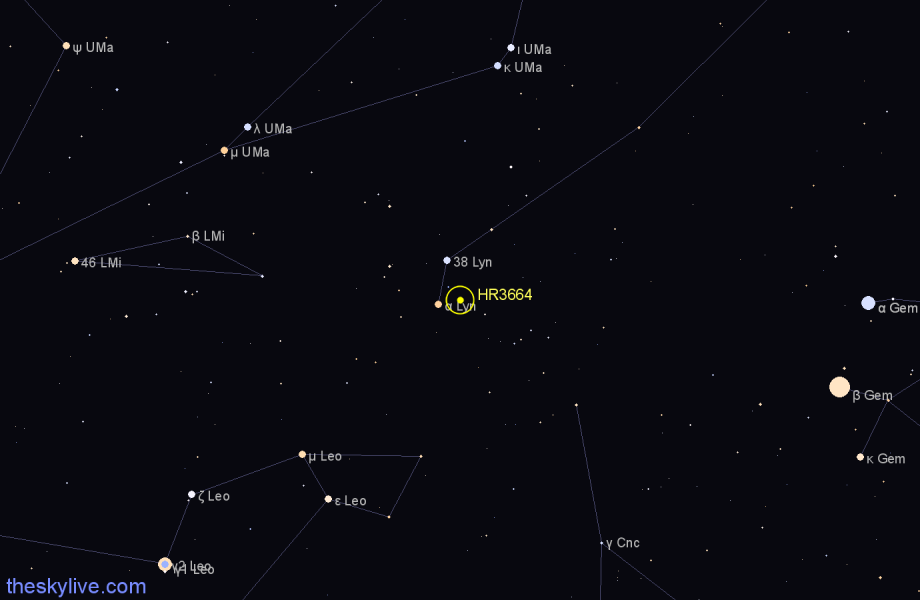 Finder chart HR3664 star