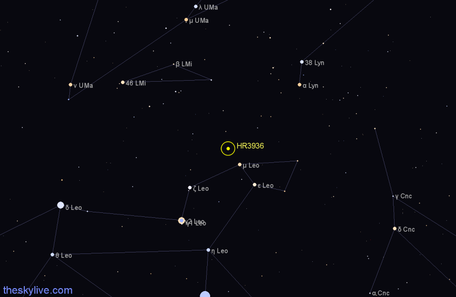 Finder chart HR3936 star
