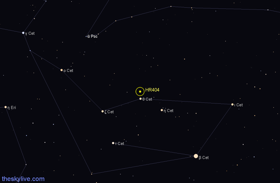 Finder chart HR404 star