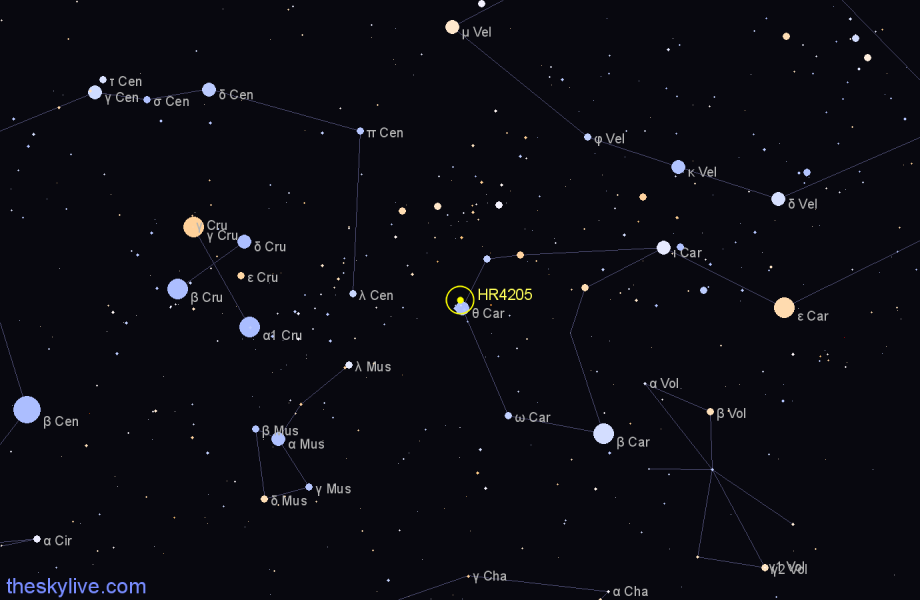 Finder chart HR4205 star