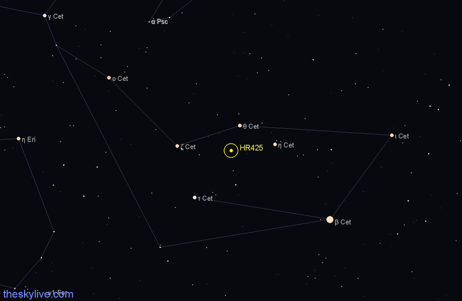Finder chart HR425 star