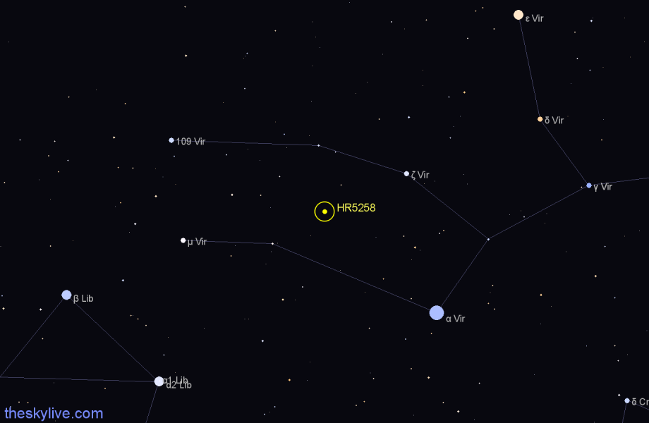 Finder chart HR5258 star