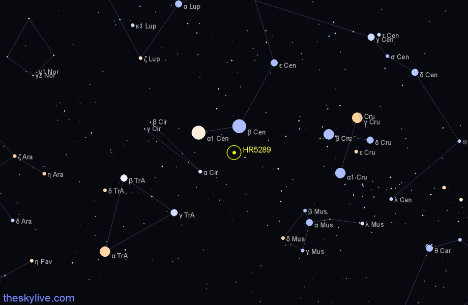 Finder chart HR5289 star
