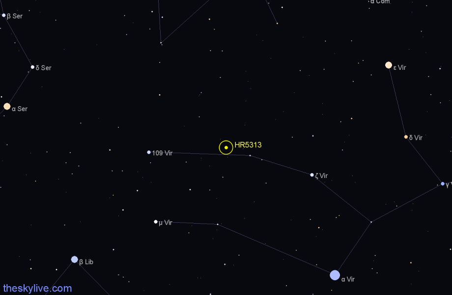 Finder chart HR5313 star