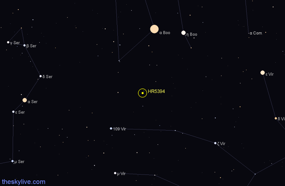Finder chart HR5394 star