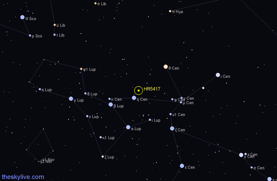 Finder chart HR5417 star
