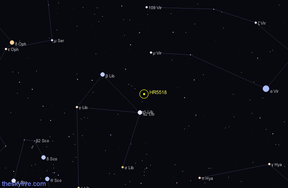 Finder chart HR5518 star