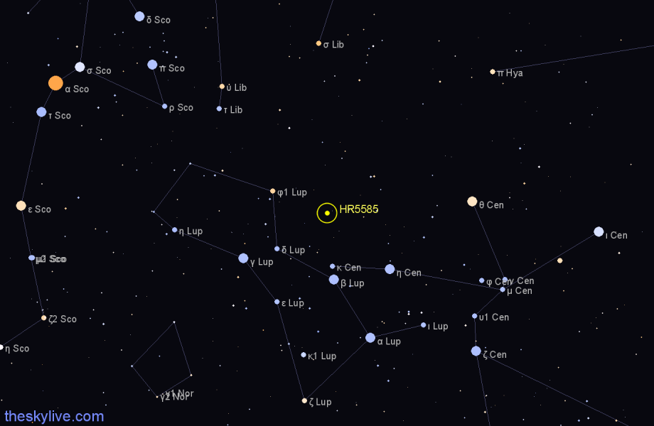 Finder chart HR5585 star
