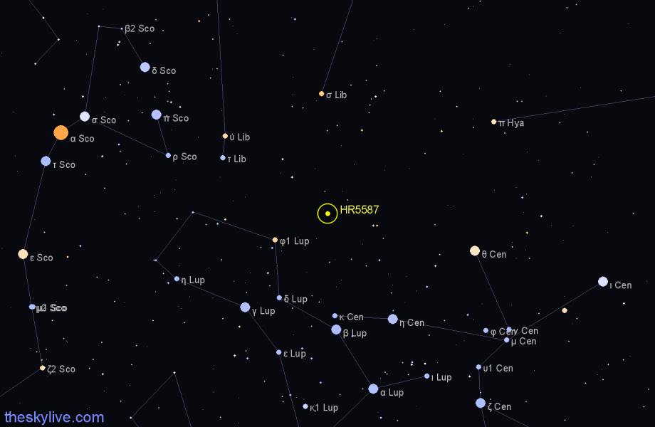 Finder chart HR5587 star