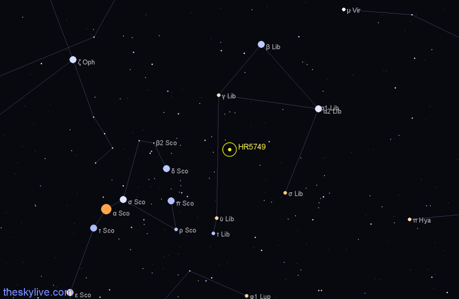 Finder chart HR5749 star