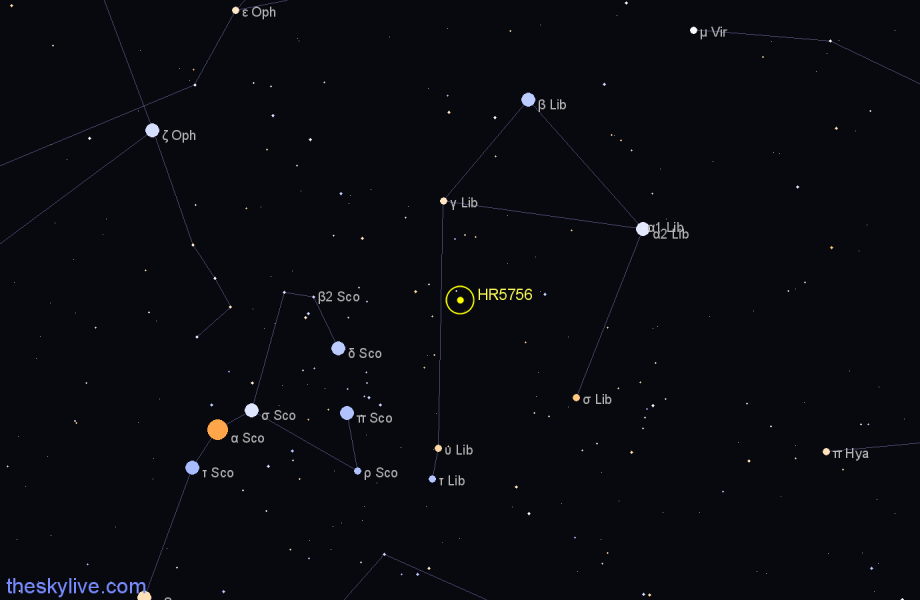 Finder chart HR5756 star