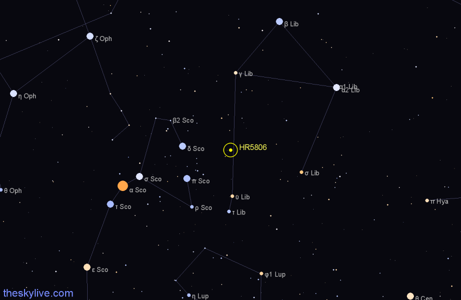 Finder chart HR5806 star