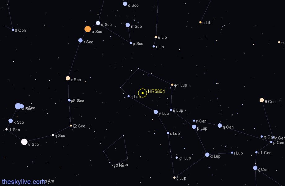 Finder chart HR5864 star