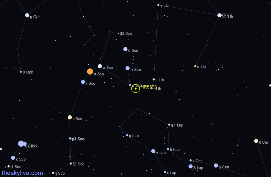 Finder chart HR5893 star