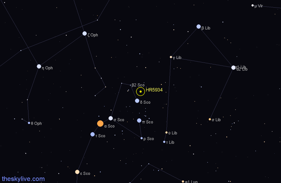 Finder chart HR5934 star
