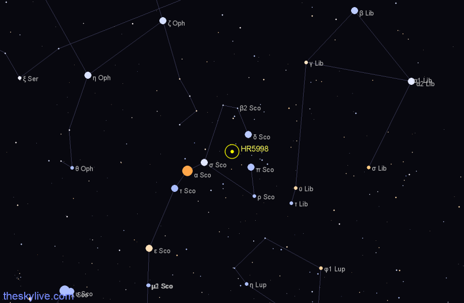 Finder chart HR5998 star