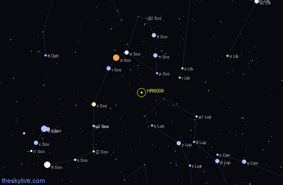 Finder chart HR6006 star