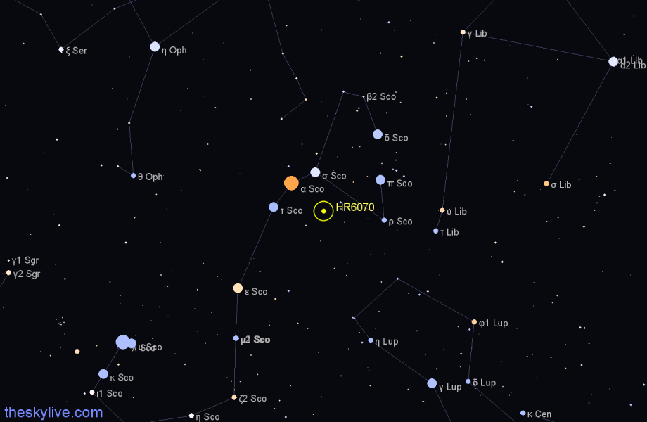 Finder chart HR6070 star