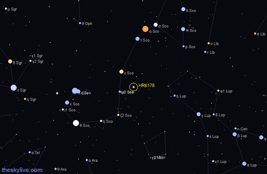 Finder chart HR6178 star