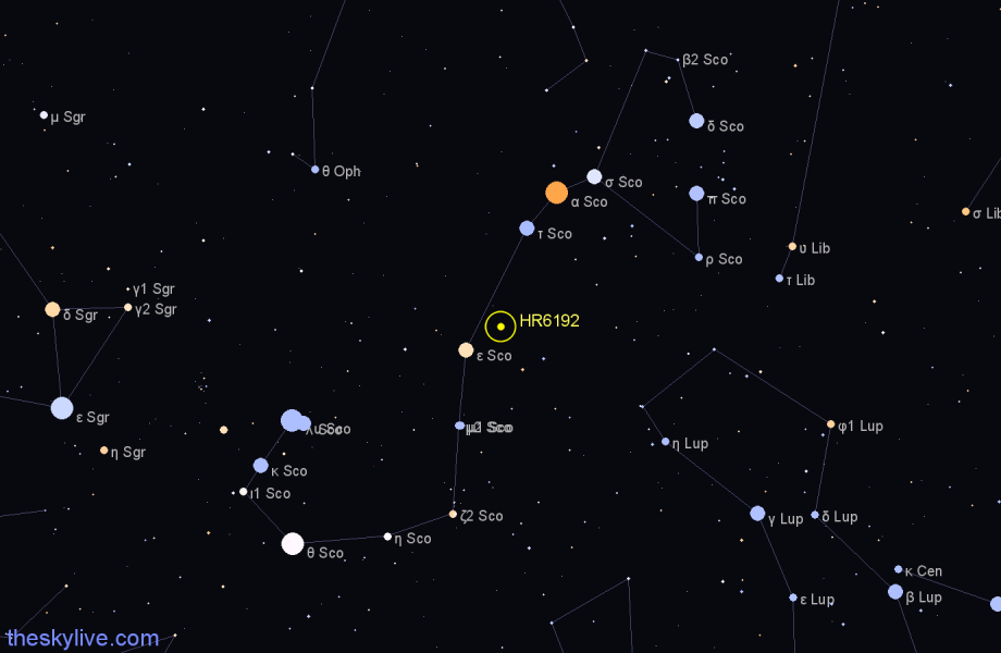 Finder chart HR6192 star