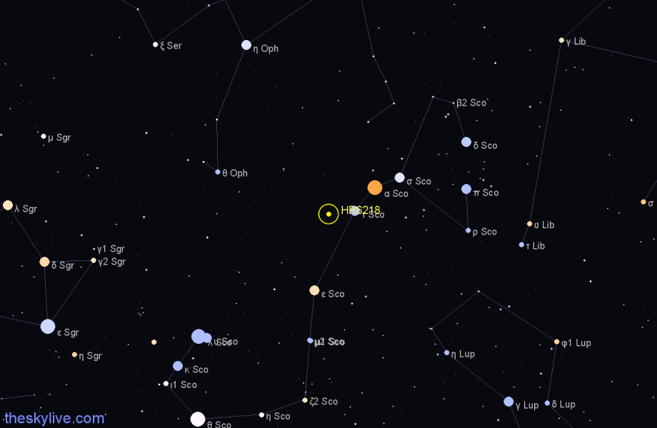 Finder chart HR6218 star