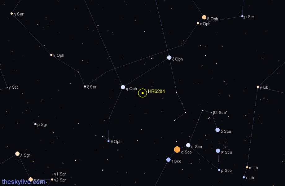 Finder chart HR6284 star