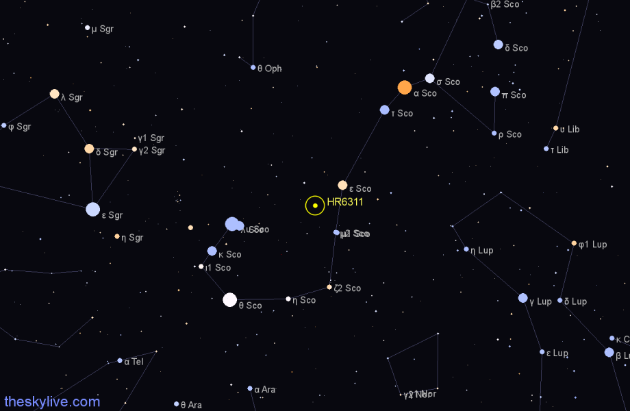 Finder chart HR6311 star