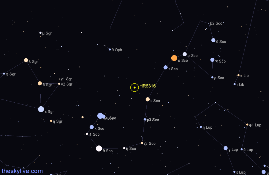Finder chart HR6316 star