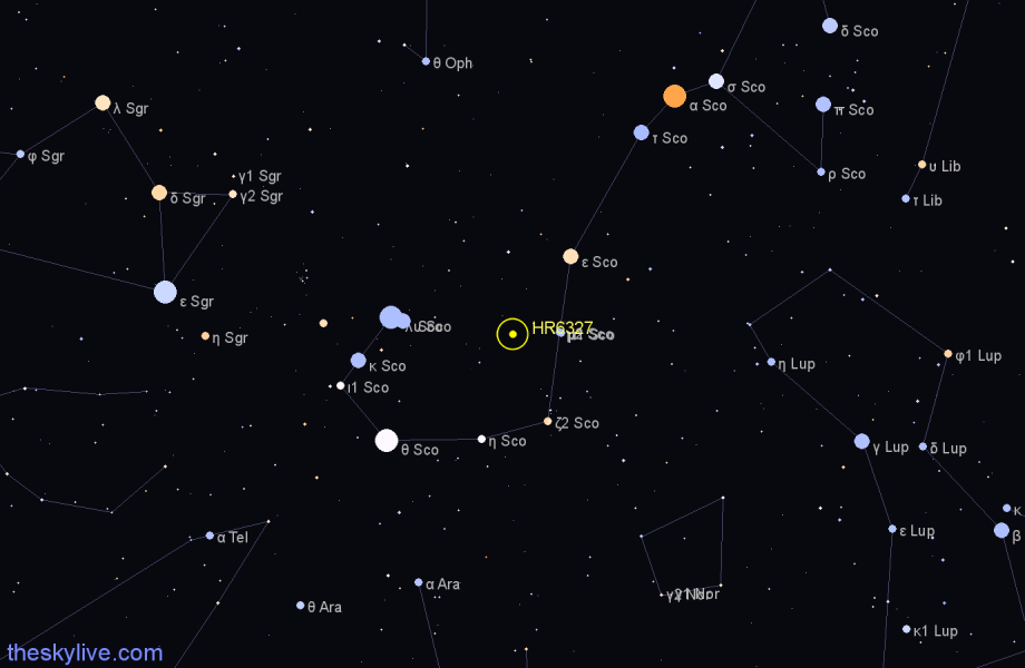 Finder chart HR6327 star