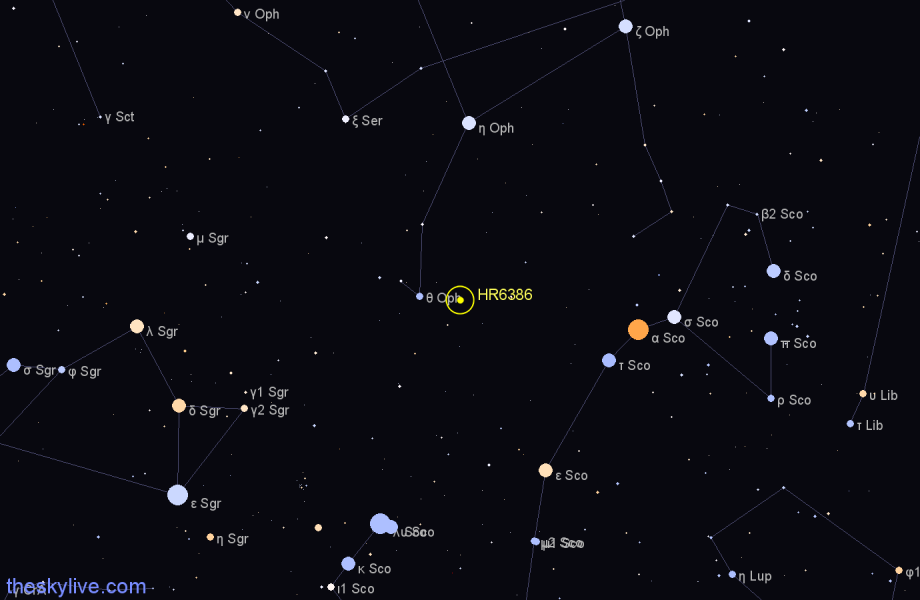 Finder chart HR6386 star