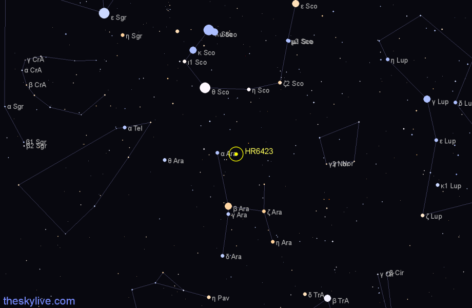 Finder chart HR6423 star